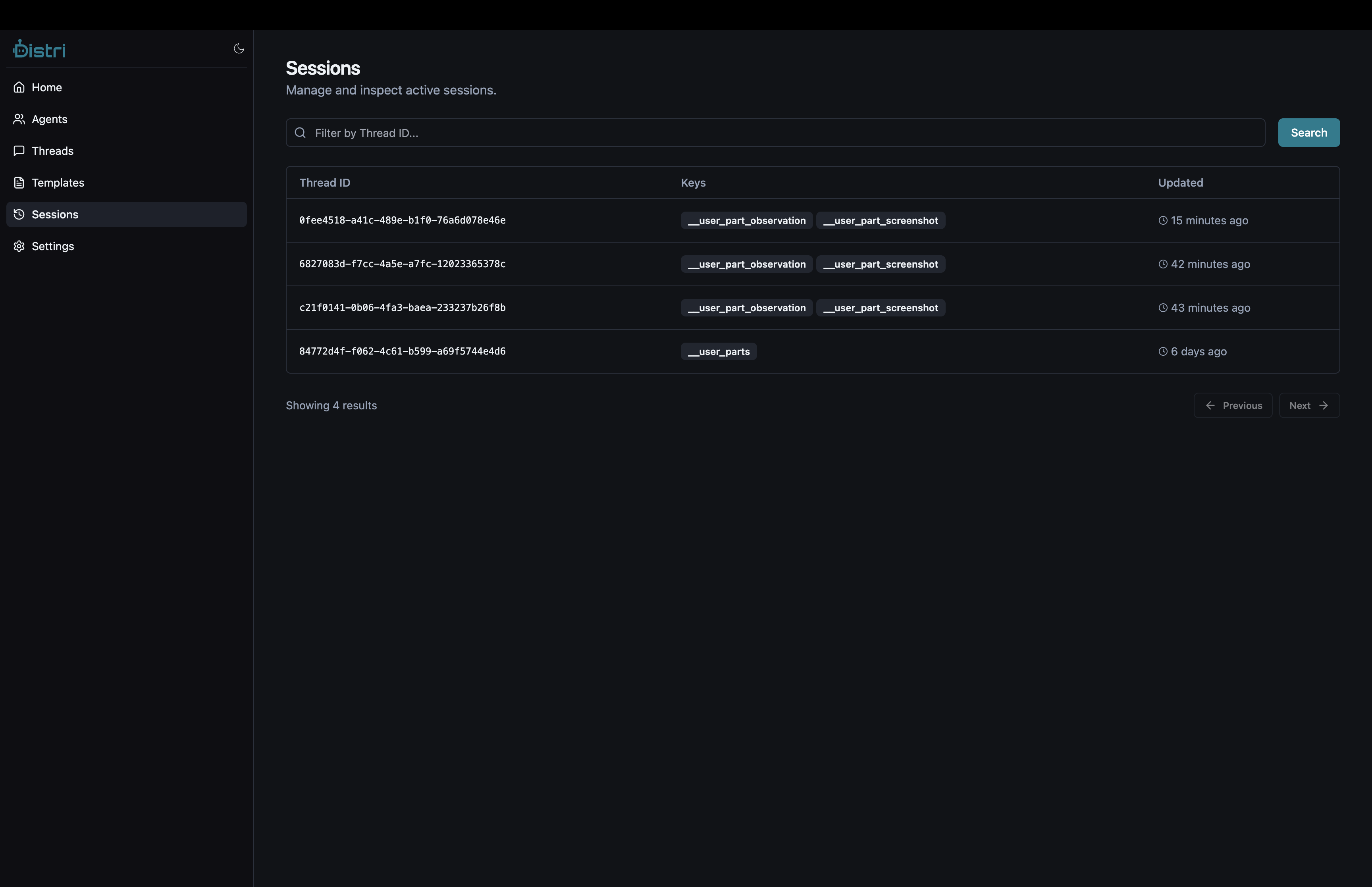 Session Management Interface